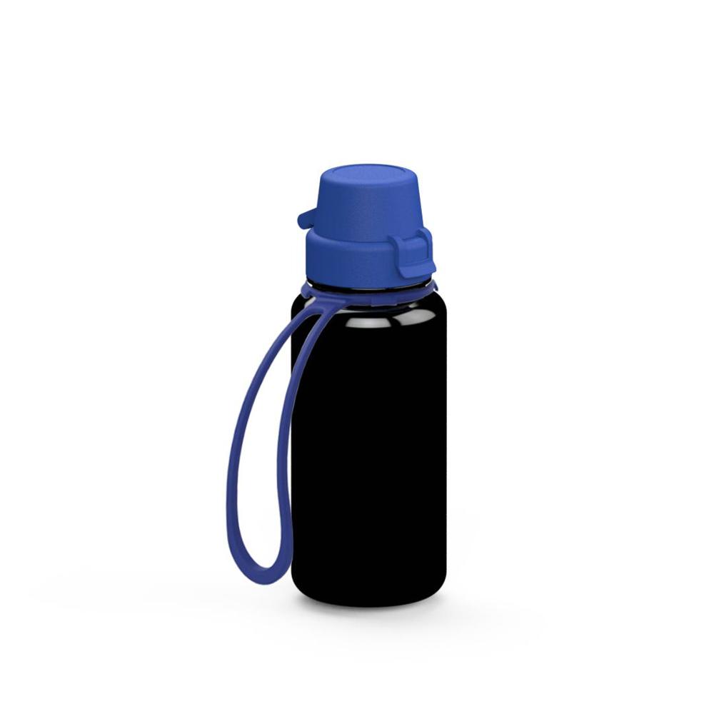 Trinkflasche "School", 400 ml, inkl. Strap - Schwarz/Blau