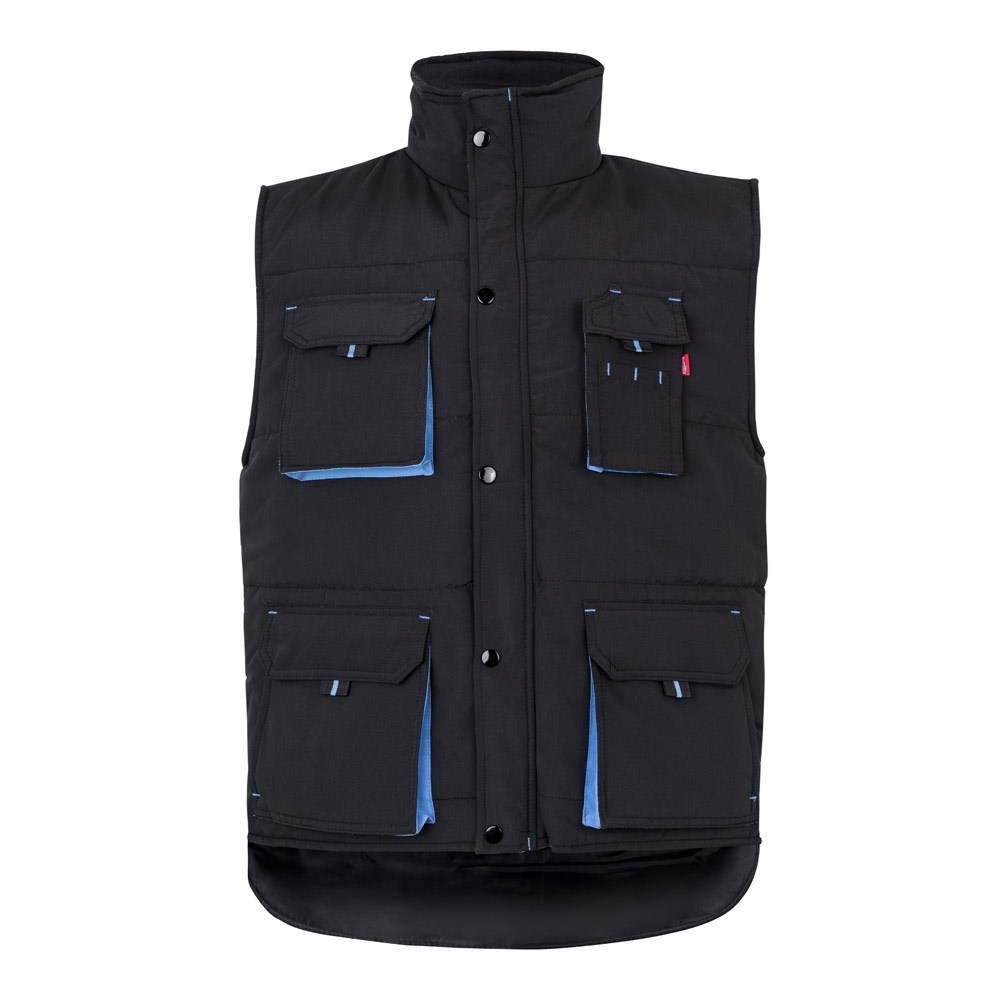 VL NERGAL. Steppweste, zweifarbig, mit mehreren Taschen (120g/m²), aus Polyester (100%) - Schwarz, Hellblau