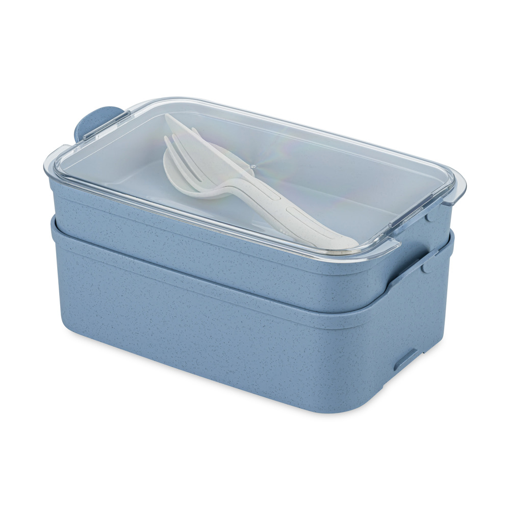 KOZIOL STAKK BENTOBOX READY - nature flower blue/crystal clear