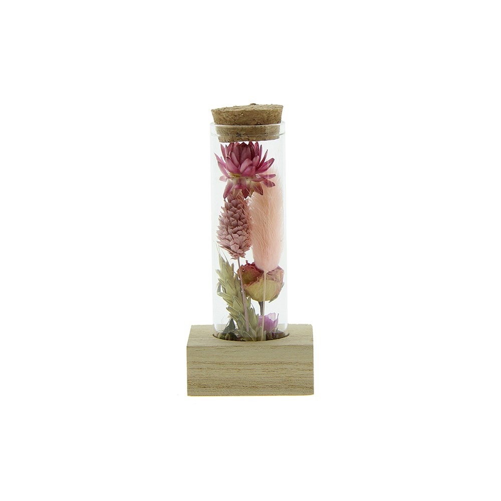 Dried Flowers - Single tube & wood - rosa