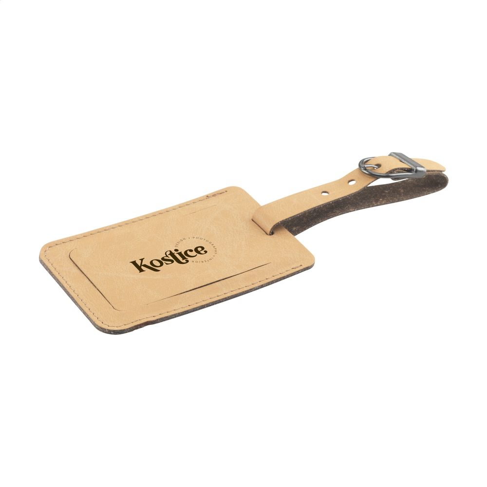 Recycled Leather Luggage Tag Gepäckanhänger - Taupé