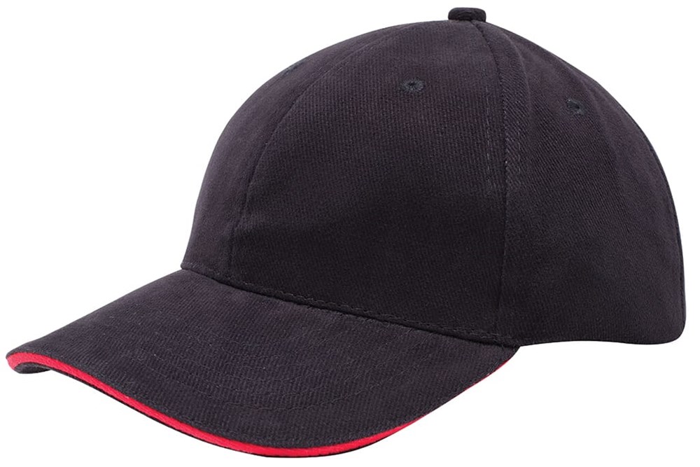 Heavy Brushed Cap - Schwarz (Black) / Rot