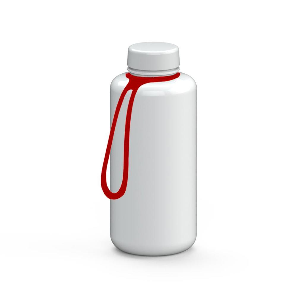 Trinkflasche "Refresh", 1,0 l, inkl. Strap - weiß/weiß/rot