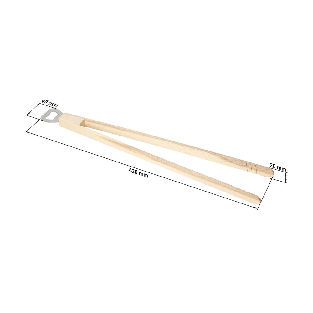 Holz-Grillzange "Opener" mit Kapselheber, 43 cm