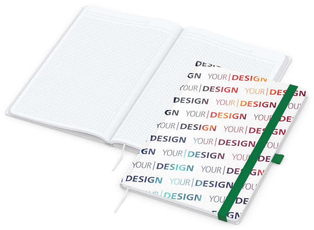 Notizbuch Match-Book White Bestseller, A4, Natura, individuell, grün