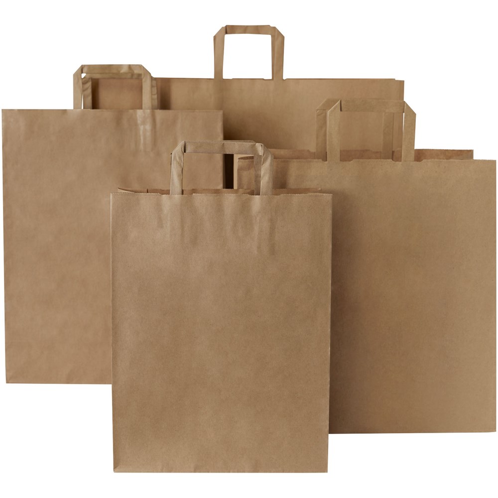 Kraftpapiertasche 90-100 g/m² mit flachen Griffen – 49,5 × 14 × 44 cm